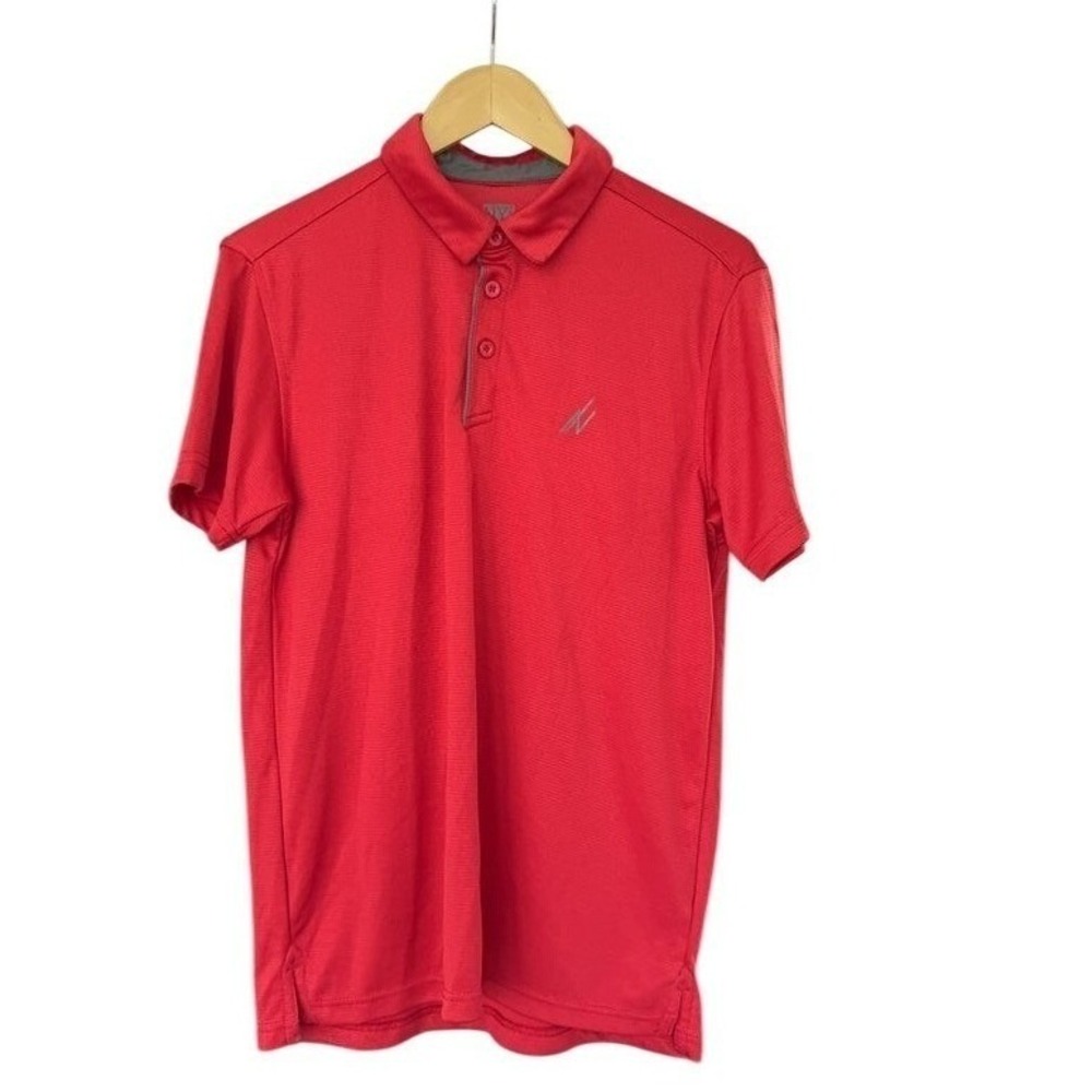 NY Threads Mens Polo Shirt Medium Red Short Sleeve Performance Golf Activewear